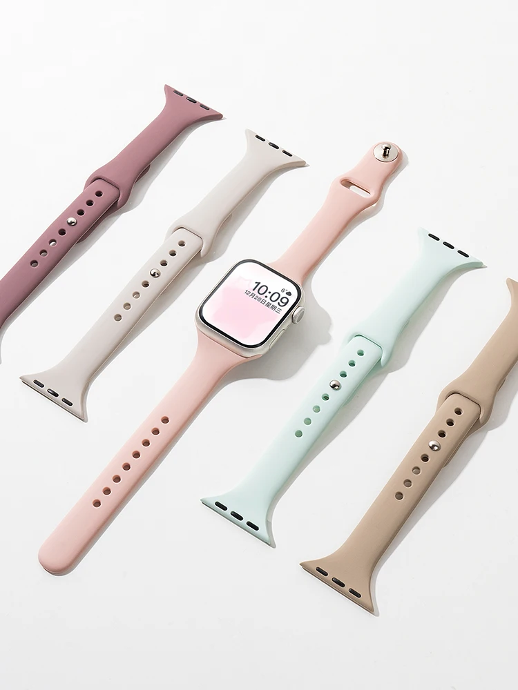 Sport Slim Silikonarmband für Apple Watch 10 Band 45 mm 44 mm 41 mm 40 mm 38-42 mm-46 mm Armband Serie 8 7 6 5 SE 4 9 Ultra 2 49 mm