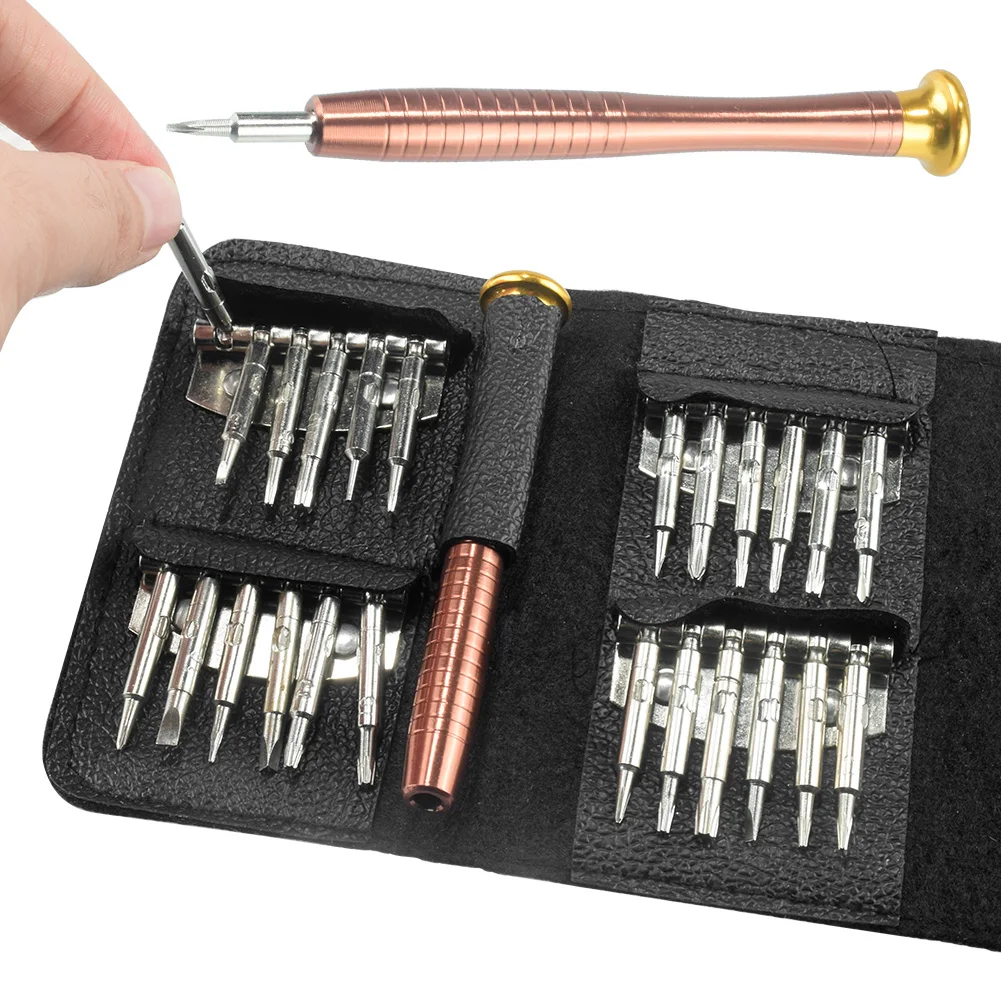 Mini tournevis de précision 25 en 1 Kit de tournevis de précision Outils de  réparation, ensemble d'outils de tournevis étui en cuir pour iPhone,  ordinateur portable, ordinateur portable, montre, jouets, lunettes, bijoux