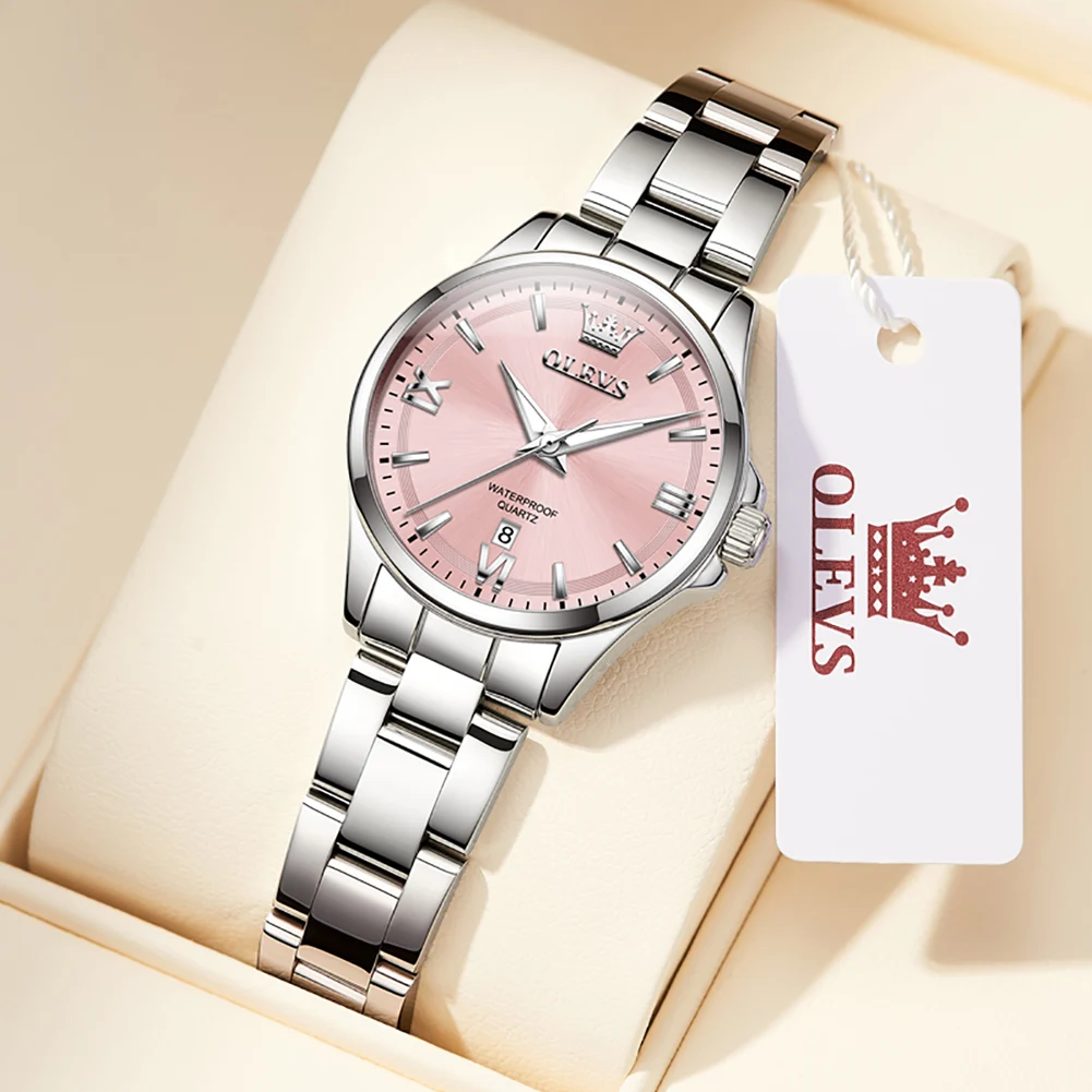 OLEVS Luxury Quartz Watch for Women Elegant Stainl...