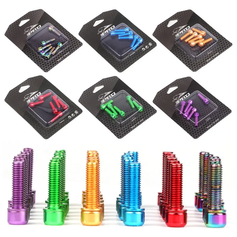 6PCS 18mm Outdoor MTB Cycling Accessories with Washer Stem Fixing Bolts Bike Parts Fixed Bolt Bicycle Stems Screws 6pcs set mtb bicycle handlebar screws titanium plated colorful stainless steel screws m5 18mm stem riser screw in bolts