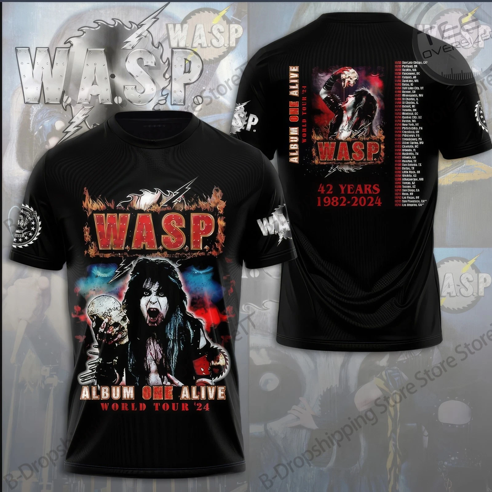 Vintage WASP Band 3D Printed T-shirt For Men Women Fashion Rock
