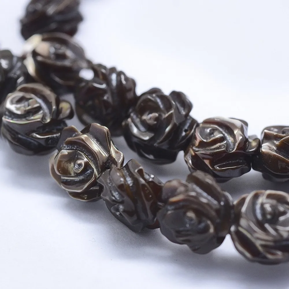 about 33~60pcs/strand Natural White Shell Beads Strands Mother of Pearl Shell Double-sided Rose Beads for jewelry DIY making