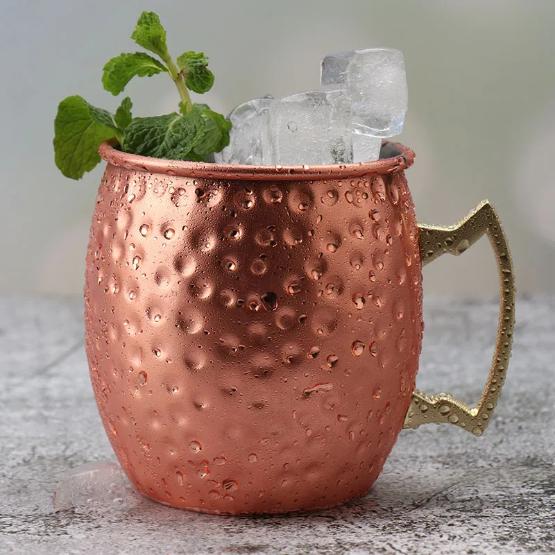 Steel Moscow Mule Mug 500ml Plated Beer Cup Cocktail Mug With Handle