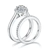 DEZO All Moissanite Engagement Rings Set For Her Total 1.42ct Solid 925 Silver Round Cut VVS D Color GRA Certificate 2