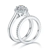 DEZO All Moissanite Engagement Rings Set For Her Total 1.42ct Solid 925 Silver Round Cut VVS D Color GRA Certificate 2