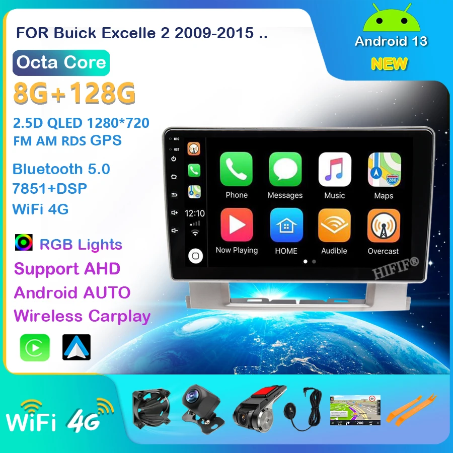 

Автомобильный мультимедийный плеер 9 ''8 + 128G Android 13 для Buick Excelle 2 2009-2015 Opel Astra J 2009-2017 Carplay Stereo