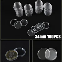 Clear Plastic Coin Capsules Holder, 34mm Size, Pack of 100, Protect and Display Your Valuable Commemorative Coin Collection 1