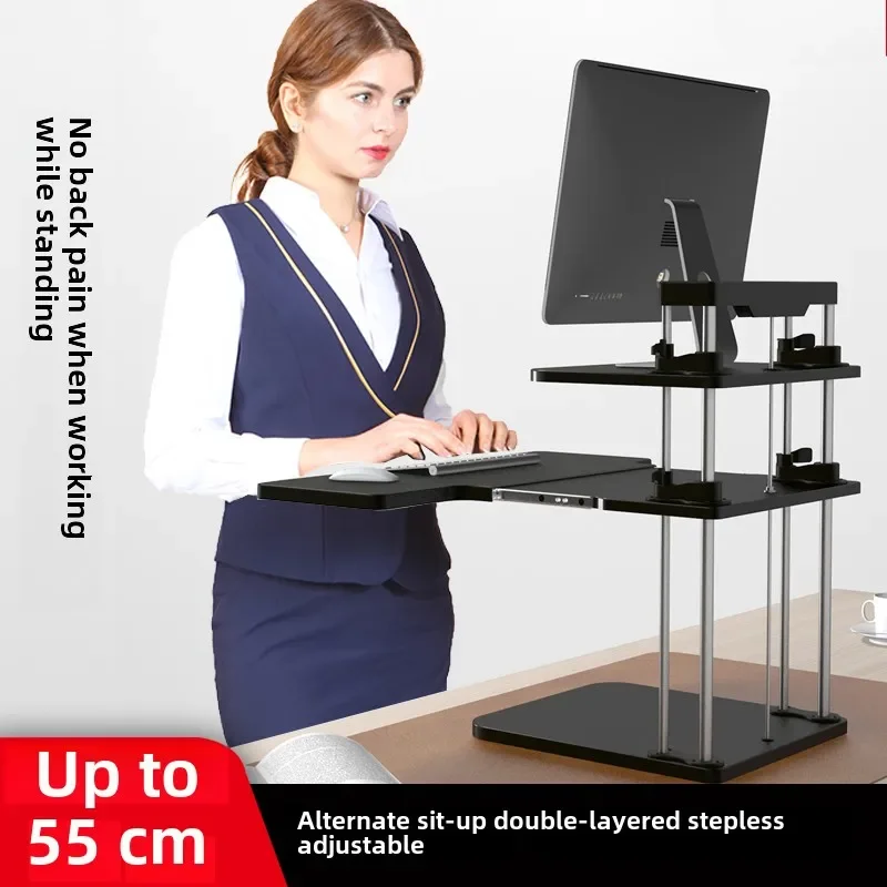 Dual Monitor Standing Desk Converter – Height Adjustable Sit Stand Desk with Keyboard Tray and Gas Spring