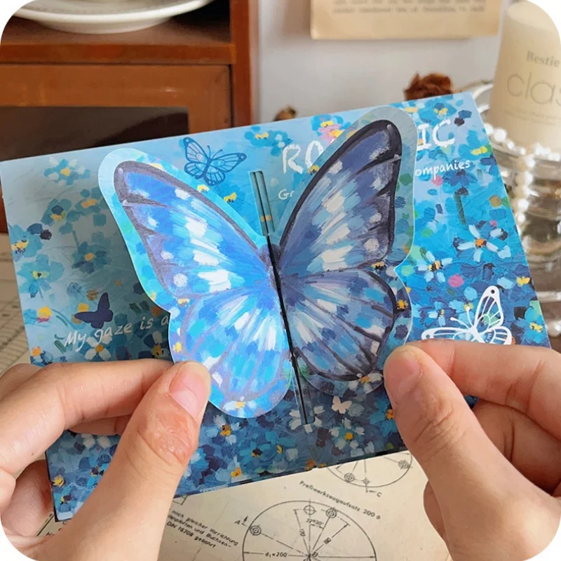 4pcs 3D Butterfly Card Pop-Up Greeting Cards Marry Christmas Greeting Card Kids Gift Memorial Day Cards Birthday