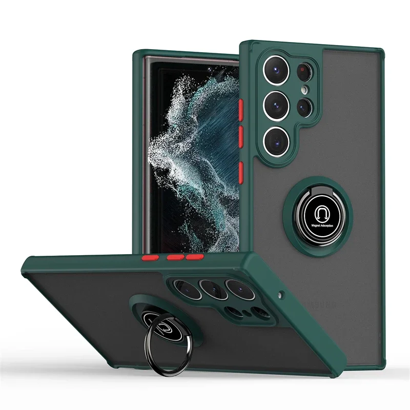 Matte Clear Magnetic Ring Stand Phone Case Cover