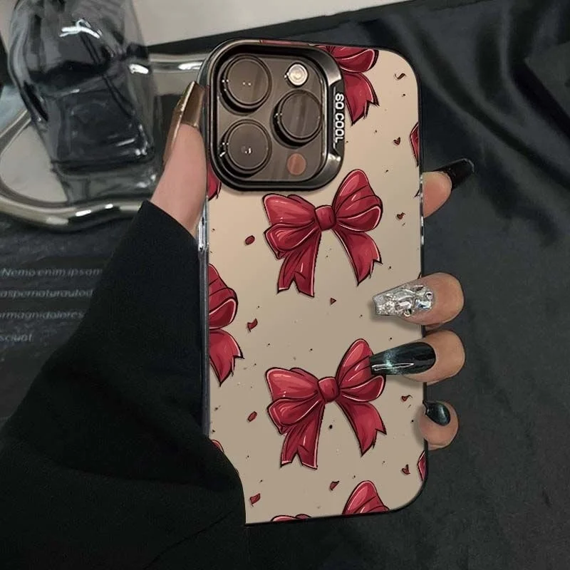 Acrylic Hard Matte Cover with Pink Stripe and Bow Design