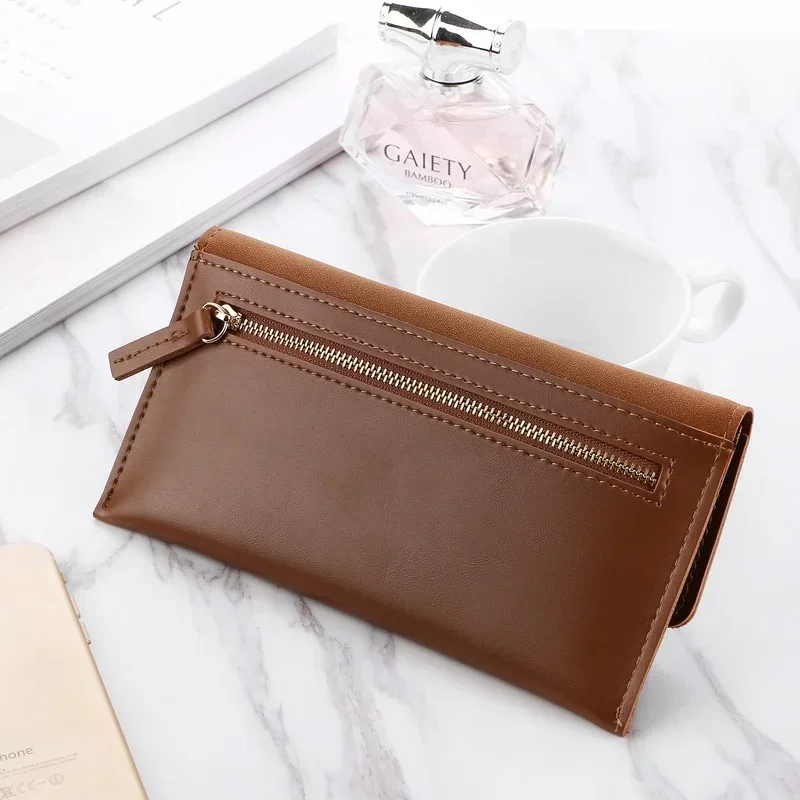2024 Leather Women Wallets Hasp Lady Moneybags Zipper Coin Purse Woman Envelope Wallet Money Cards ID Holder Bags Purses Pocket - 4