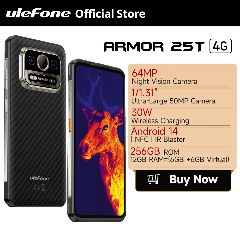 Ulefone Armor 25T 4G Rugged Phone Android 14 33W 50MP+64MP Night
