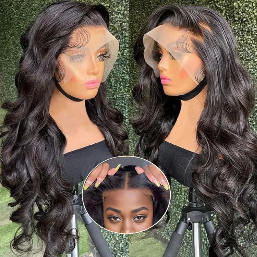 

Body Wave Lace Closure Wigs Pre Plucked Pre Cut Wear and Go Glueless Wig Synthetic 180 Density HD 4X4 Lace Front Wigs Cosplay