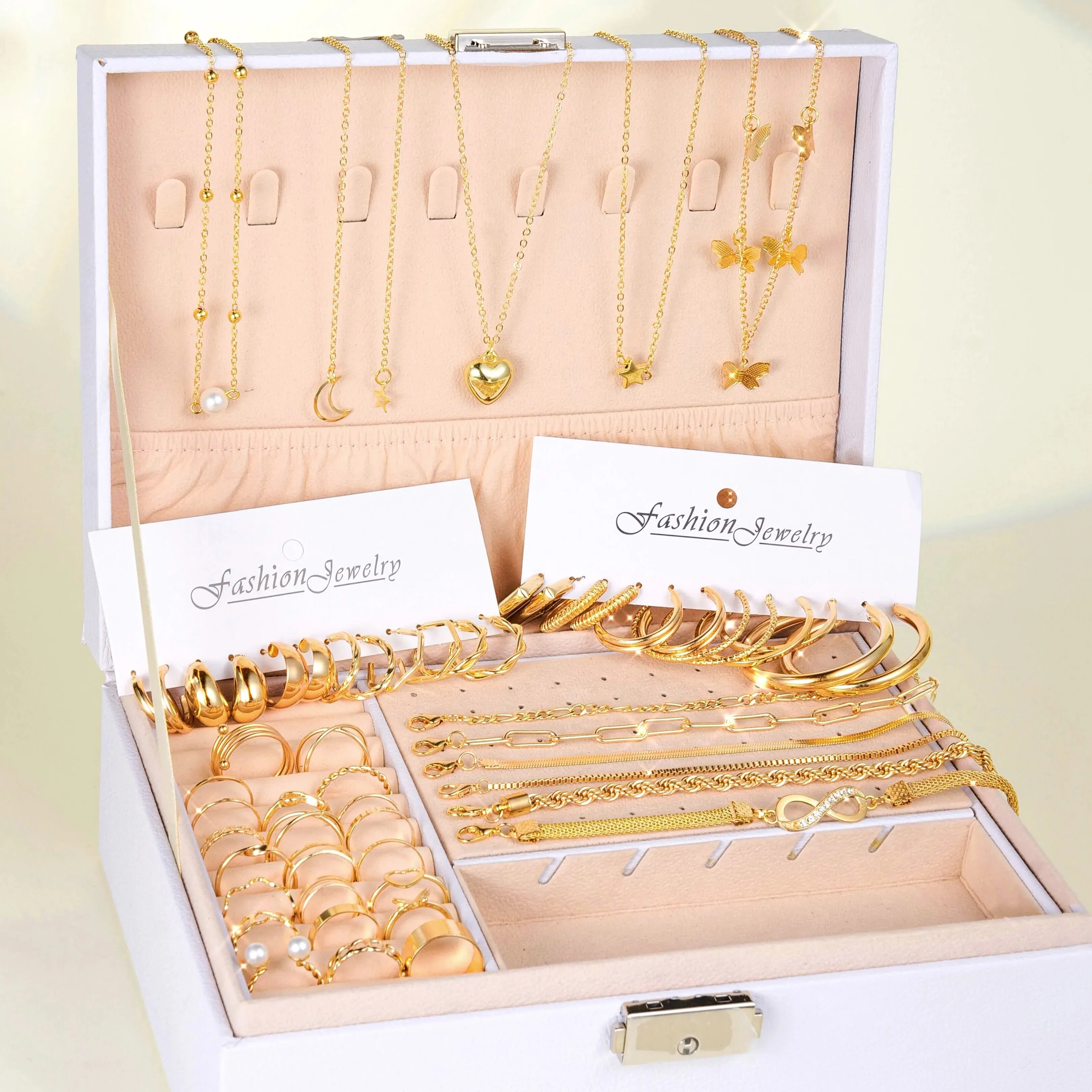 Jewelry Sets Jewelry Set 57 Pcs/Set Fashion Metal Wide Face Earrings Necklaces Bracelets Ankles Rings Combinations Women Gifts