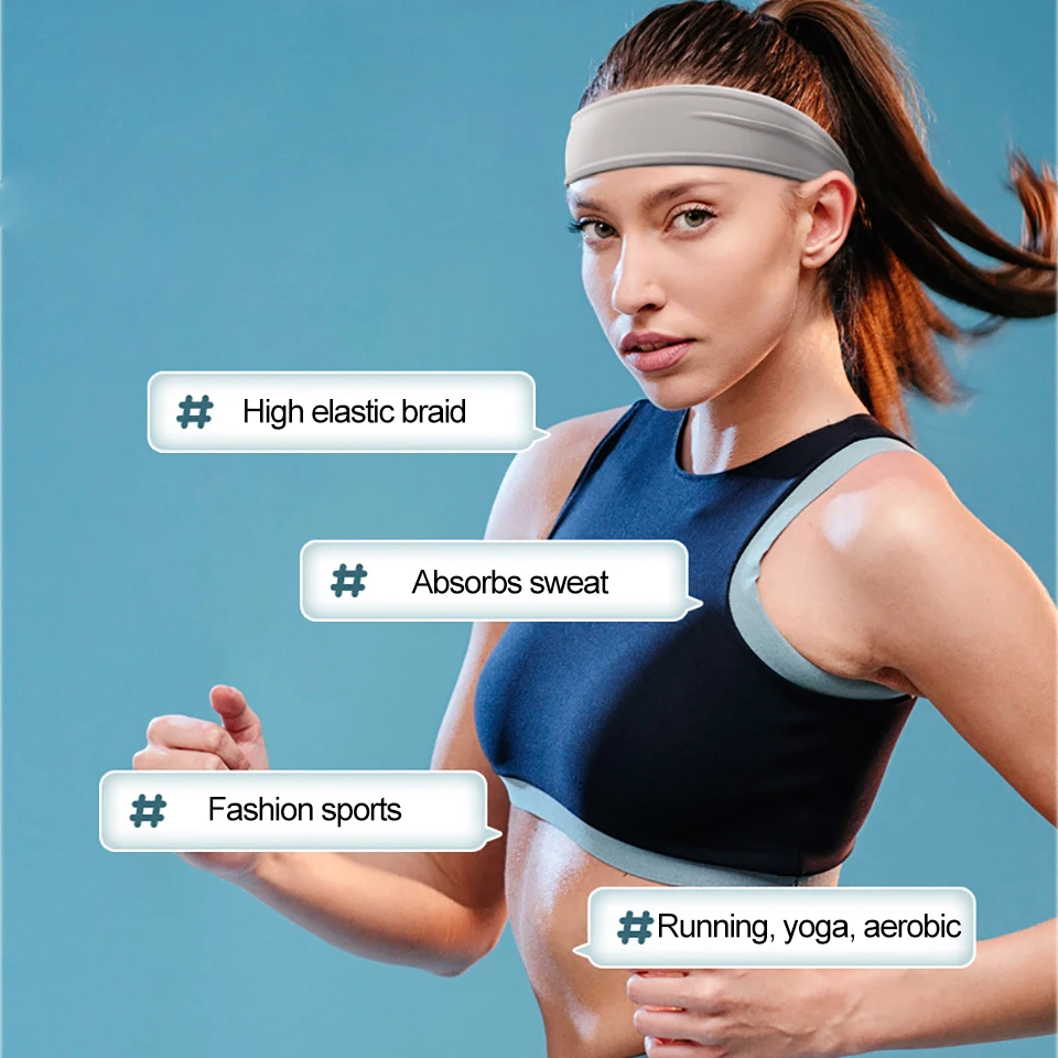 AOLIKES Sport Headbands Men Women Non-Slip Moisture Wicking Workout Sweatband Fitness Running Cycling Football Yoga Hairband