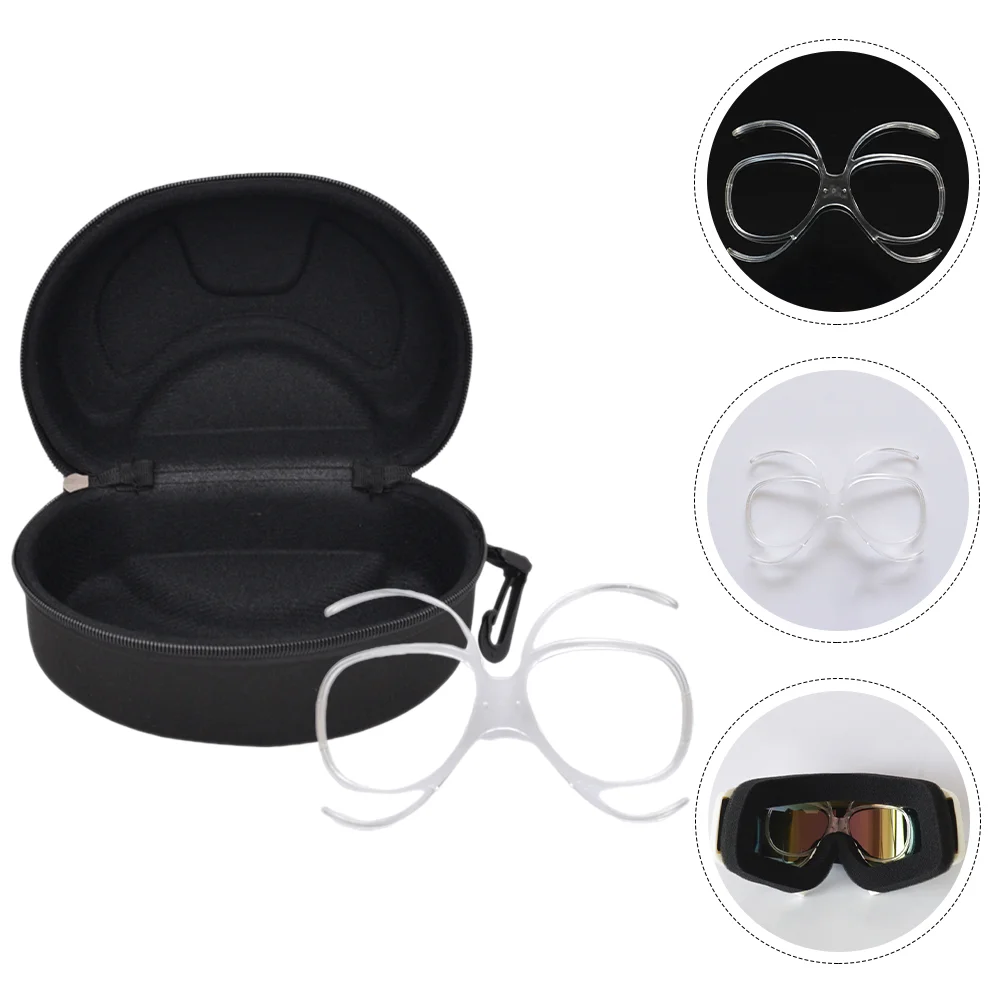 

1 Set Ski Glasses Frame and Case Reusable Glasses Frame Skiing Goggle Fixing Clip Skiing Supplies