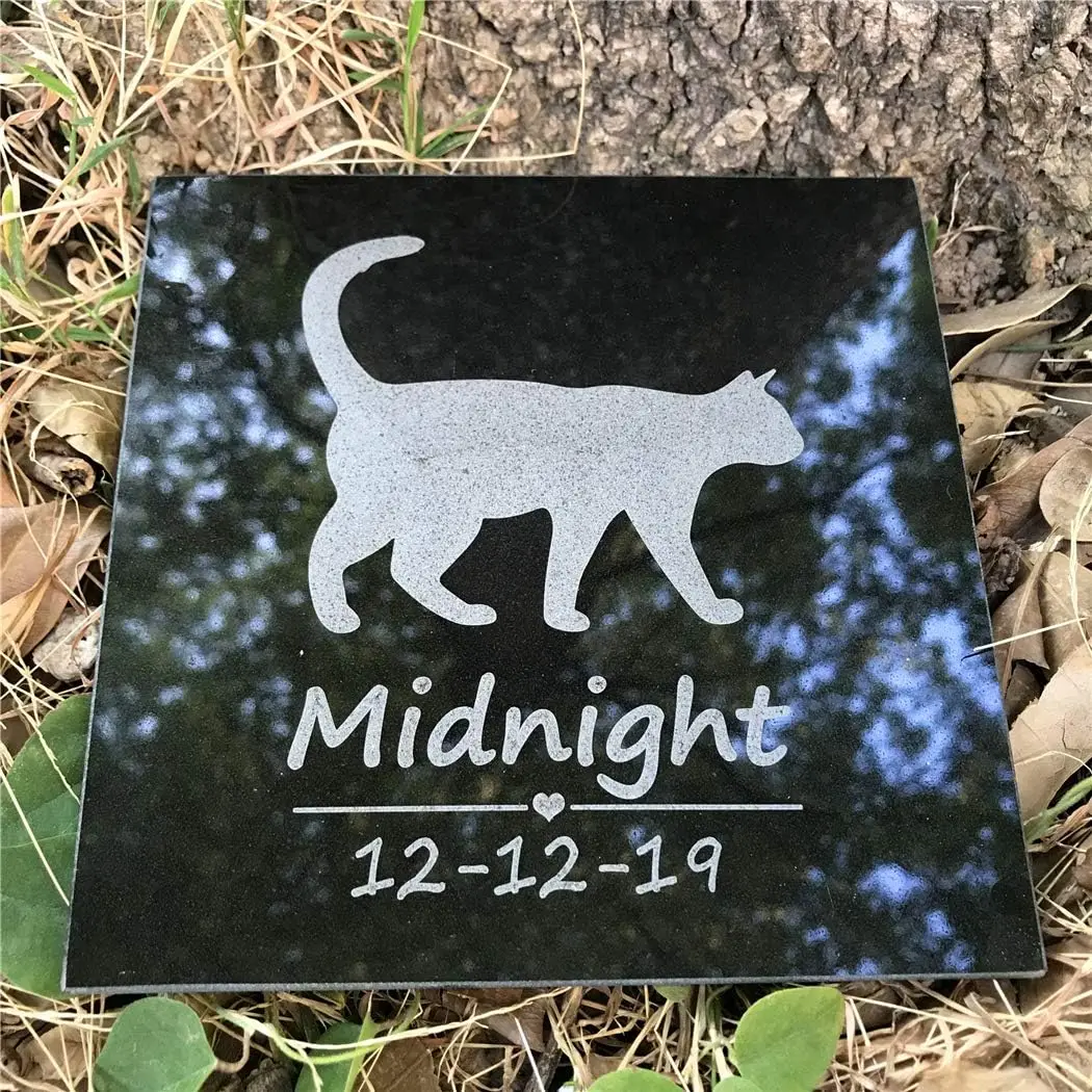 Pet Memorial Stones for Cats Personalized Cat Headstones Grave Markers Indoor or Outdoor for Loved One's Sympathy Gift, Black