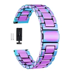 Premium Stainless Steel Smartwatch Band - 20mm/22mm Metal Bracelet Strap - 22mm (Colorful)