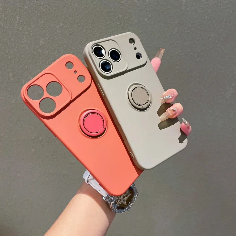 Enhanced Liquid Silicone Magnetic Ring Stand Case - Candy Color Cover