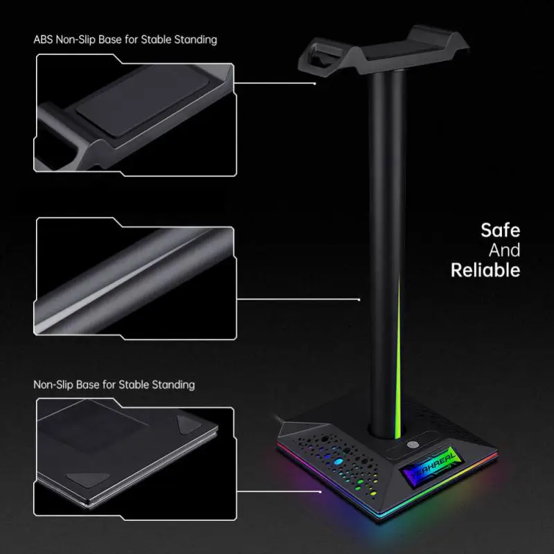 

Headphones Stand LED Strip Light Music Sound Control Pickup Rhythm Ambient Atmosphere Lamp Backlight Headphones Holder