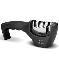 4 - in - 1 Diamond Coated Knife and Scissors Sharpener with Fine Rod and Stainless Steel Blades - As picture (4in1 Black)