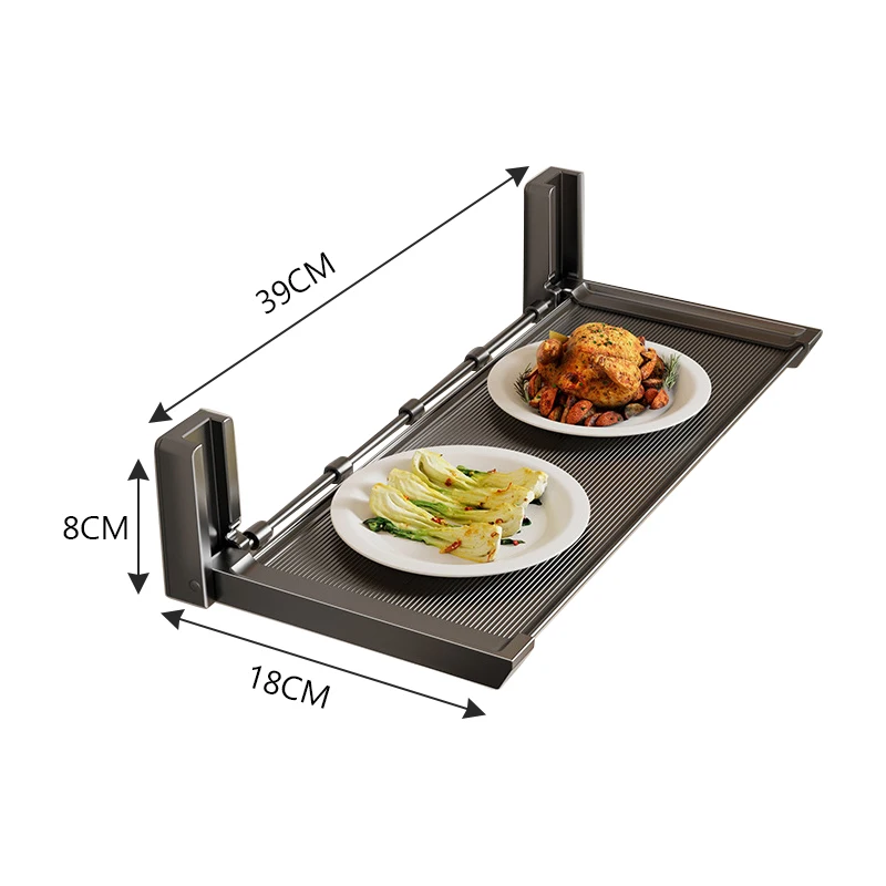 מדף מטבח תלוי מארגן מתקפל מדף תבלינים תלוי מדף אחסון צלחות תבלינים עם תליונים