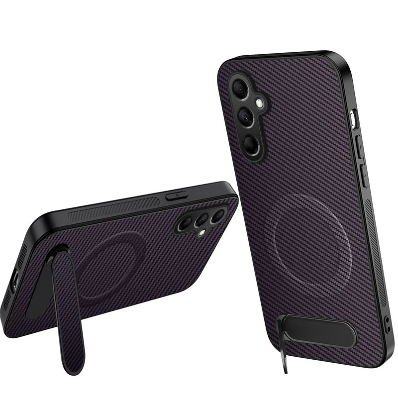 Carbon Fiber Magnetic Case with Bracket - Shockproof Protective Cover