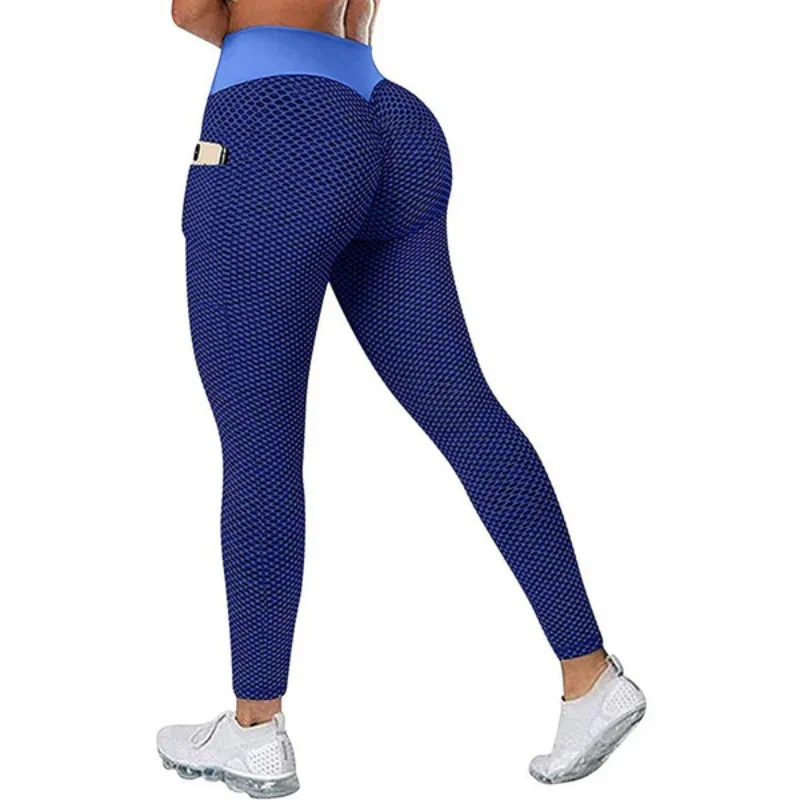 XS-5XL Leggings Women's Yoga Pants High Waist Jacquard Honeycomb Bubble Sport Tights Seamless Stretchy Sweatpants Gym Legging