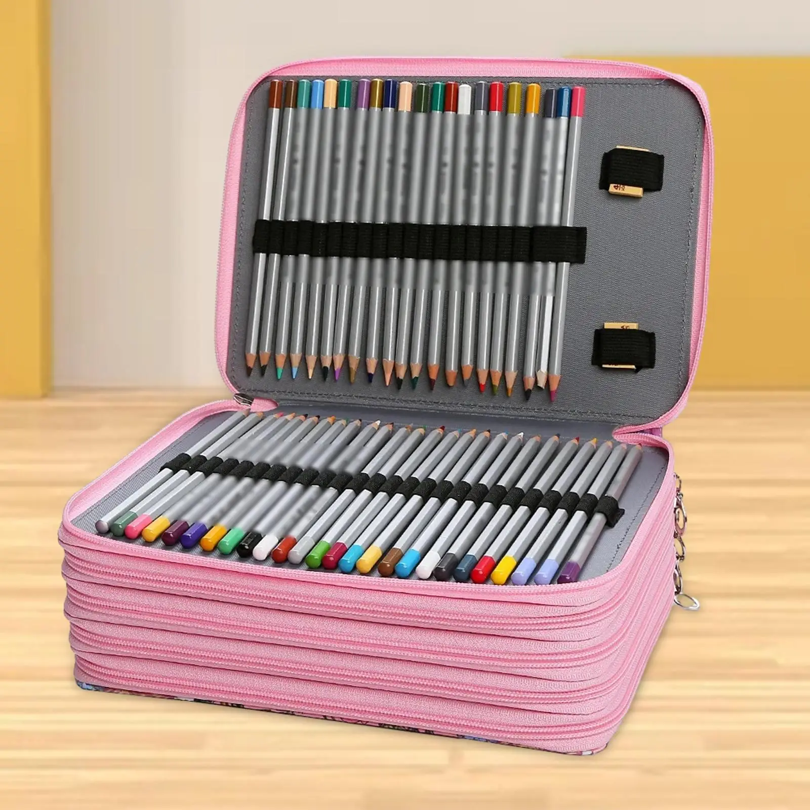 200 Slots Colored Pencil Case Storage Bag Durable Pen Pencil Bag for Painter Art Galleries Blender Pencils Cosmetic Brushes Home