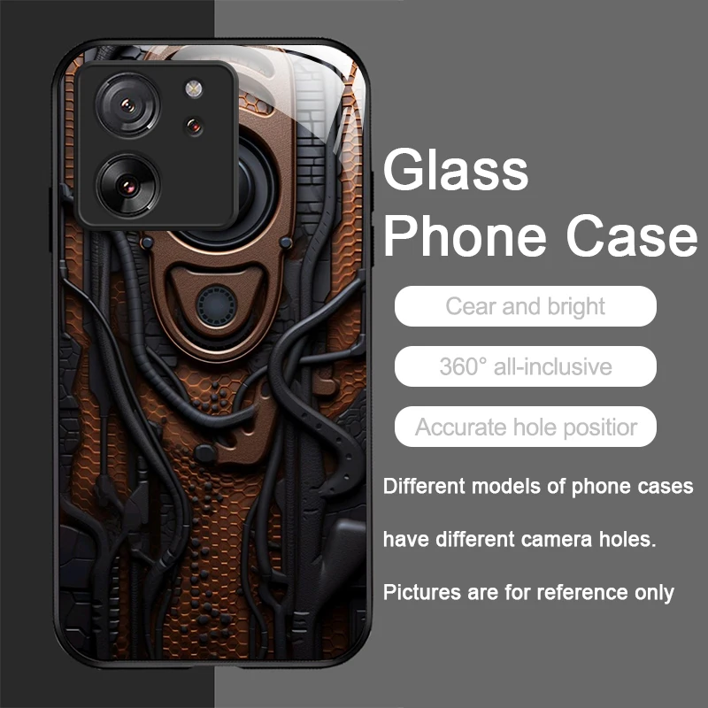 Mechanical Wood Texture Pattern Glass Phone Case Cover
