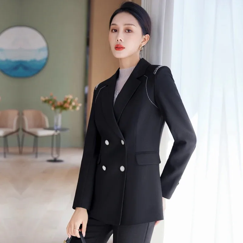 

Insozkdg Autumn Vintage Casual Short Waist Wrapped Suit Coat Leg Pants Set Commuter Solid Double Breasted Suit Pant 2 Piece Set