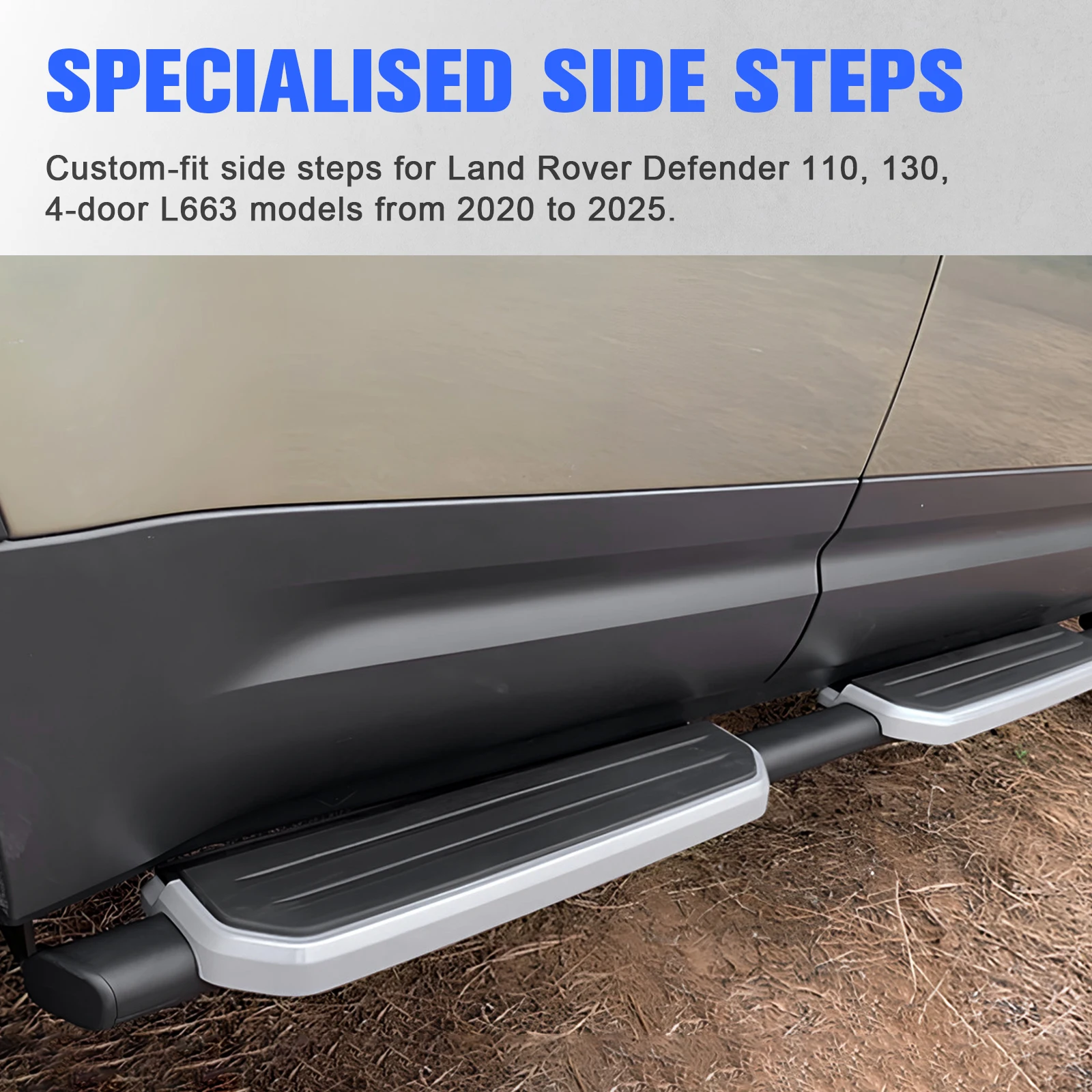 For 2020-2024 Land Rover Defender Running Boards Wear Resist Rail Bars High Load-Bearing Side Step Boards Car Spare Parts
