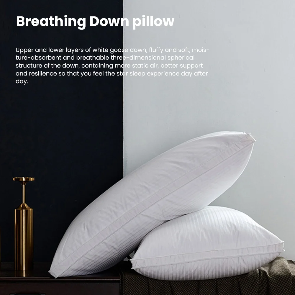 Down Pillows 95% white goose down suite pillow home cervical spine sleep Neck Support Pillow