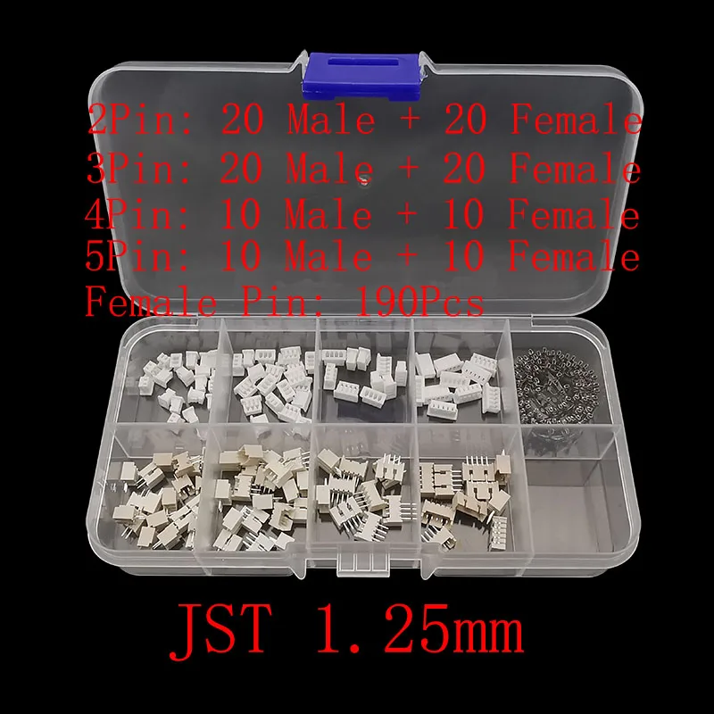 1Box jst 1,25mm/ph 2,0mm/xh 2,54mm Pitch Terminal Kit/Gehäuse/Pin Header jst Stecker 2 3 4 5-poliger Stecker Buchse Adapter – Detail 1
