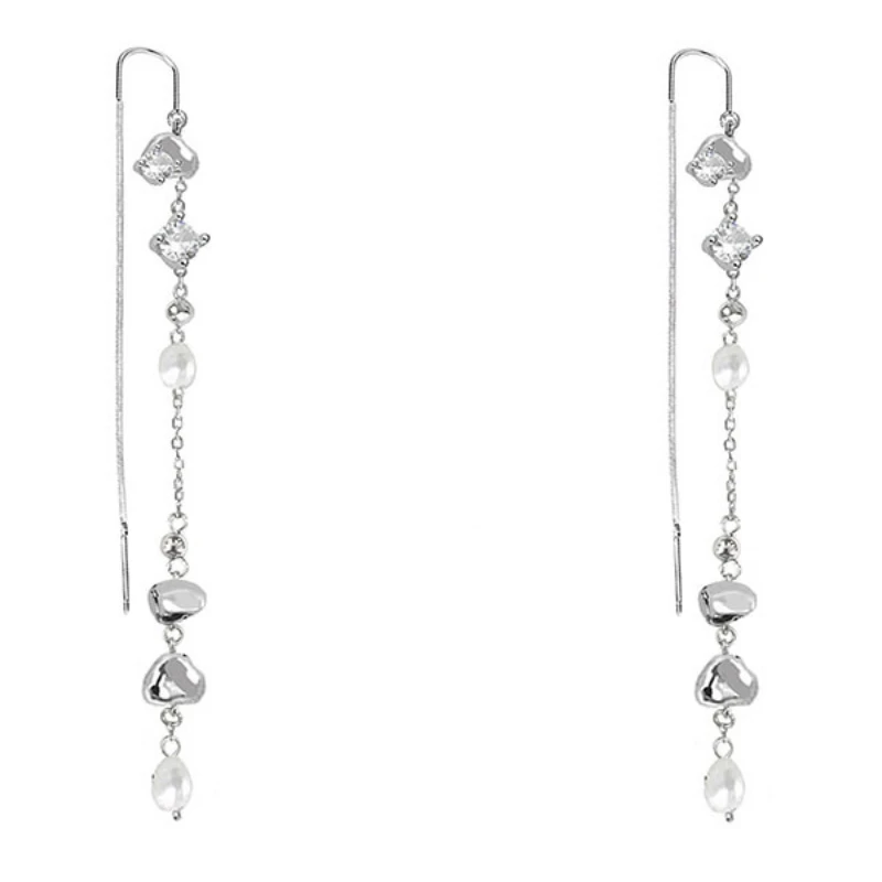 MASW Original Design Jewelry Multi Layers High Quality Brass Thick Silver Plated Irregular Bead Dangle Earrings For Women 2023