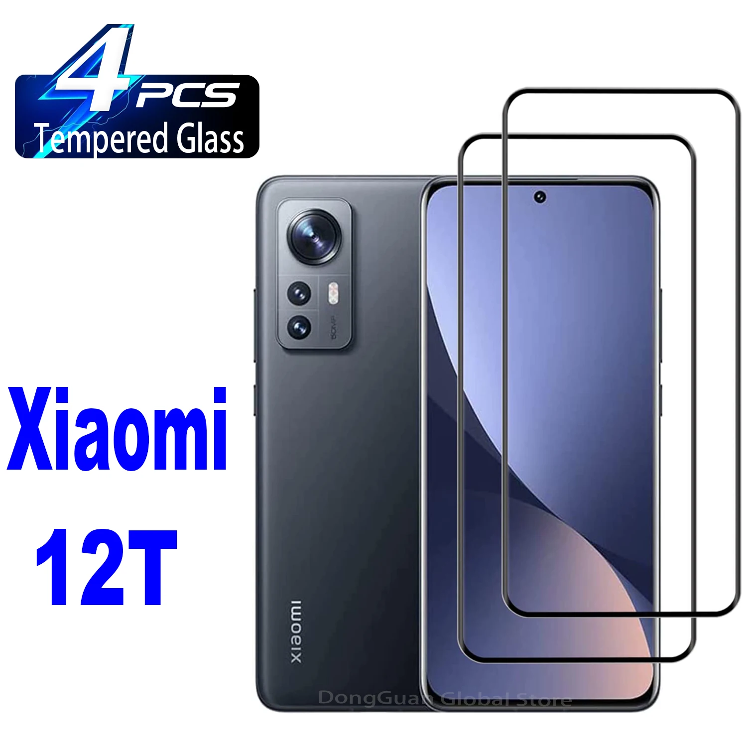 2/4Pcs Tempered Glass For Xiaomi 12T Pro Screen Protector Glass Film 2 4pcs tempered glass for huawei p smart pro 2019 2020 2021 s z screen protector glass film