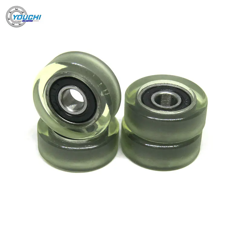 10pcs 5x19x7 PU 605RS Polyurethane Bearing Roller PU60519-7 OD 19mm PU Covered Rubber Wheel 5*19*7 Plastic Pulley