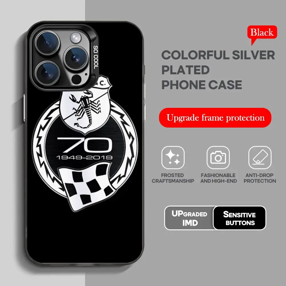 A-ABARTHes Italy Black Phone Case with Colorful Silver Design