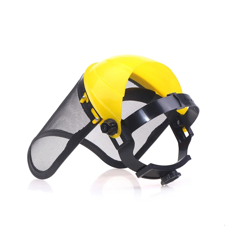 Garden Grass Trimmer Safety Helmet Hat with Full Face Mesh Protective Mask