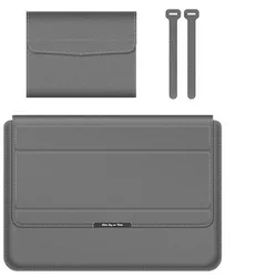 Enhanced Laptop Sleeve and Accessory Organizer with Foldable Stand & Wrist Rest Pad - 15.6 - 16inch (Gray B)
