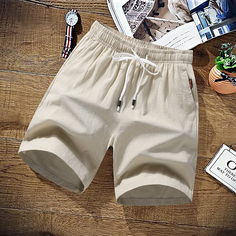 Summer Shorts Men Solid Casual Shorts Men 100% Cotton Cargo Shorts Brand Beach Shorts Cotton Linen Boardshort Asia Size M-9XL 4