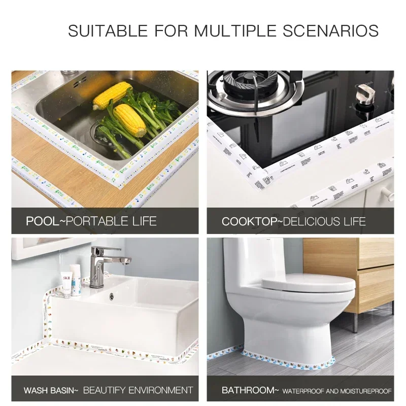 Shower Bath Sealing Strip Tape Self Adhesive Waterproof Wall Sticker Sink Edge Tape for Bathroom Kitchen Accessories
