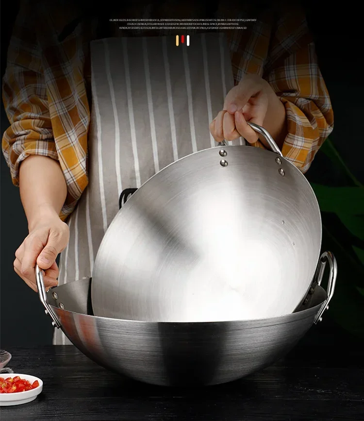 Description Picture 4 of itemThicken Wok Pan Home Garden Non-stick Skillet Stainless Steel Pan Gas Stoves Cooking Pot Cauldron Cast Iron for Kitchen
