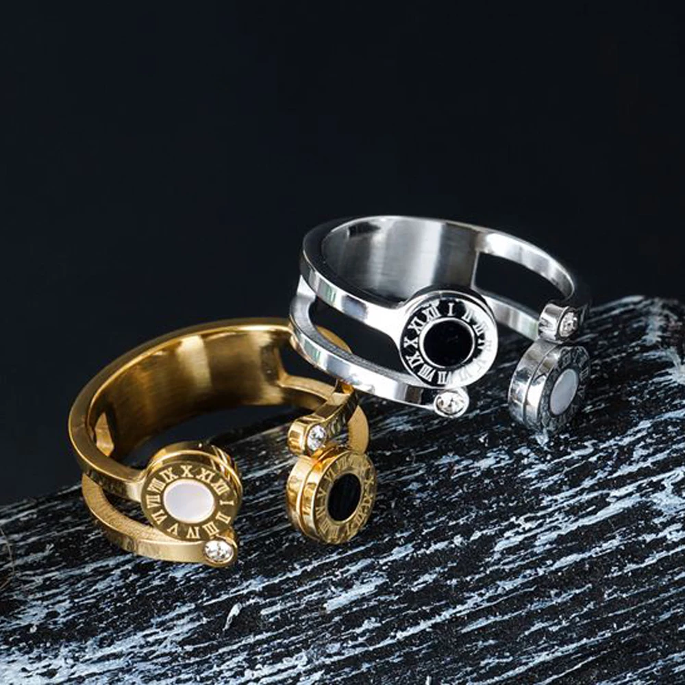 Trend Stainless Steel Jewelry Set Vintage Black Round Roman