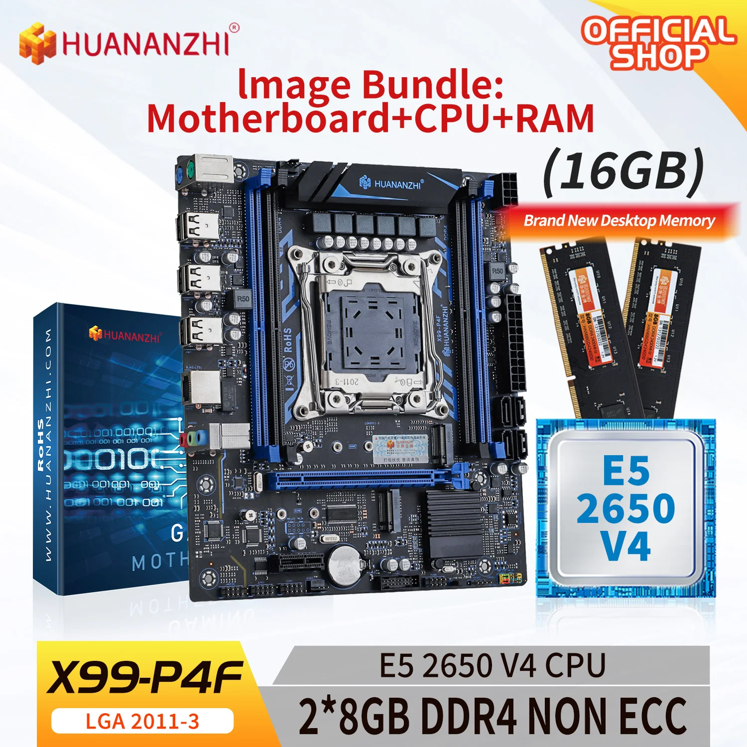 HUANANZHI X99 P4F LGA 2011 3 XEON X99 Motherboard with Intel E5 2650 V4 Support DDR4