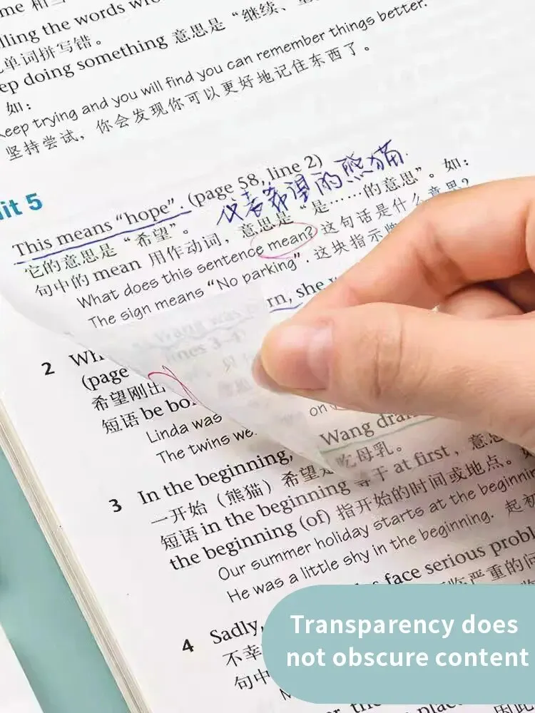 Transparent Sticky Notes - Waterproof Clear Fluorescent Memo Pad, 250 PCS Stationery for School and Office Supplies