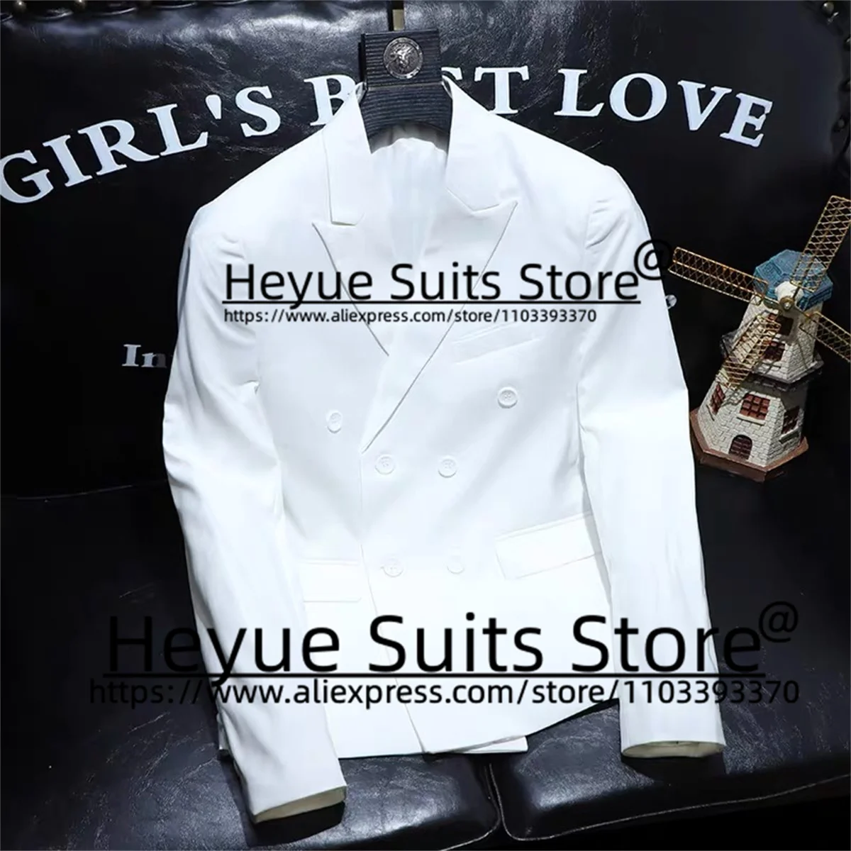 Black Double-breasted High Qublity Wedding Suits For Men Slim Fit Notched Lapel Groom Tuxedos 2 Pieces Sets Fashion Male Blazer