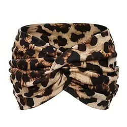 Stylish Extra Wide Twisted Headband for Women - Fashionable Boho Yoga Hair Accessory (Leopard print)