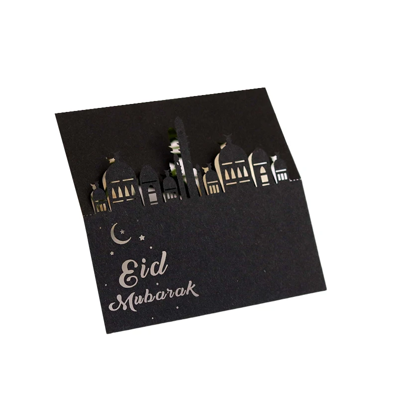 50/100Pcs Eid Mubarak Architectur Table Name Place Card Muslim Lace Name Message Setting Card Wedding Birthday Party Favor Decor